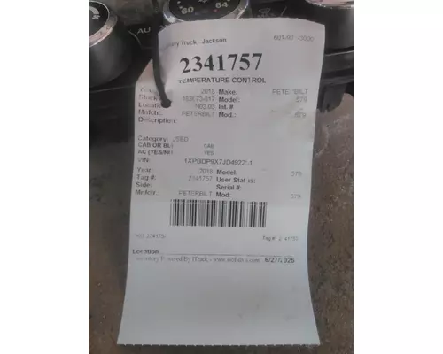 PETERBILT 579 TEMPERATURE CONTROL