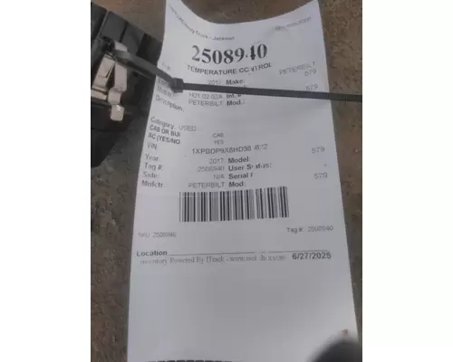 PETERBILT 579 TEMPERATURE CONTROL