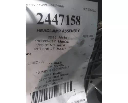 PETERBILT 587 2012-2018 HEADLAMP ASSEMBLY