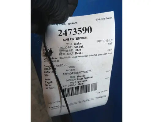 PETERBILT 587 CAB EXTENSION