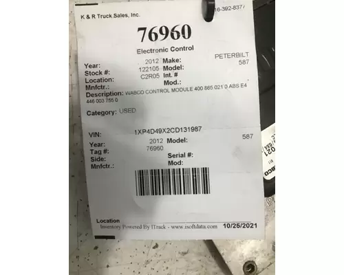 PETERBILT 587 ECM (Brake & ABS)