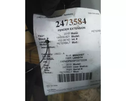 PETERBILT 587 FENDER EXTENSION
