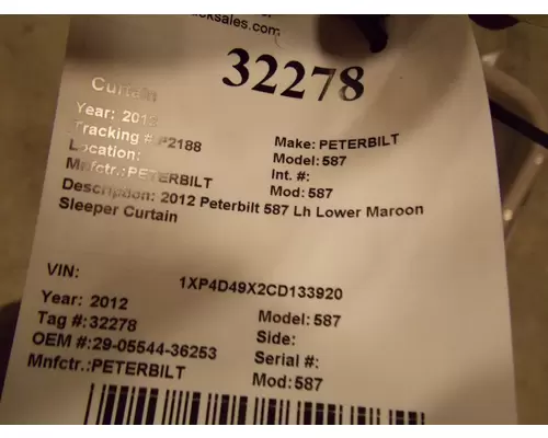 PETERBILT 587 Interior Parts, Misc.