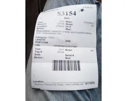 PETERBILT 587 Sleeper Fairing