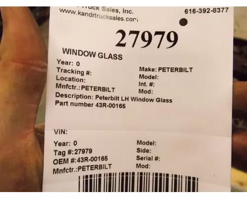 PETERBILT  Door Glass, Front