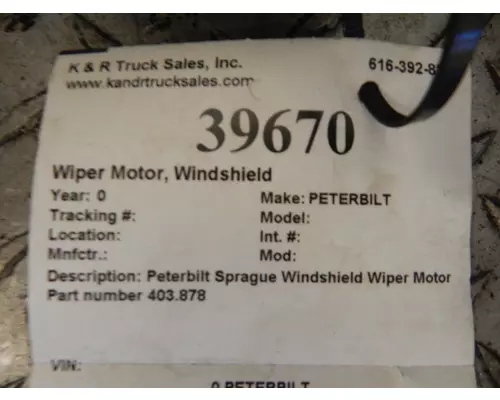 PETERBILT  Wiper Motor, Windshield