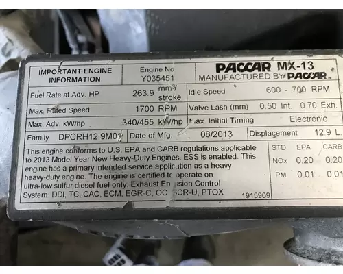 Paccar MX13 Engine Assembly