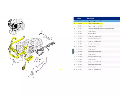 Paccar MX13 Engine Wiring Harness