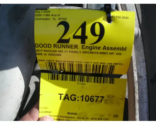 Engine Assembly PACCAR MX 11 Big 3 Truck Parts, LLC