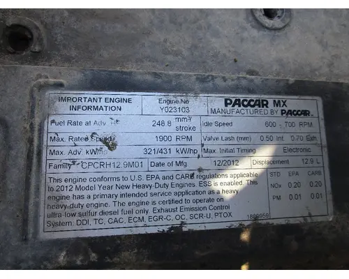 Engine Assembly PACCAR MX-13 Tim Jordan's Truck Parts, Inc.