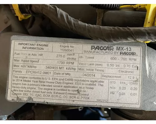 Engine Assembly PACCAR MX13 Holst Truck Parts