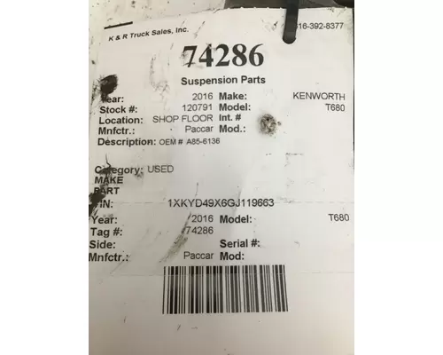 Paccar T680 Suspension, Misc. Part