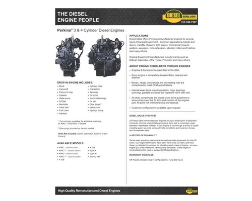 Perkins ENGINE COMPLETE Engine Assembly