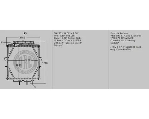 Radiator PETERBILT 357/377/379_P3 Valley Heavy Equipment