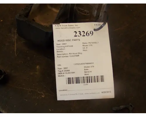 Body Parts, Misc. PETERBILT 379 K &amp; R Truck Sales, Inc.