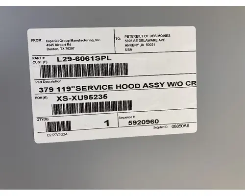 Peterbilt 379 Hood