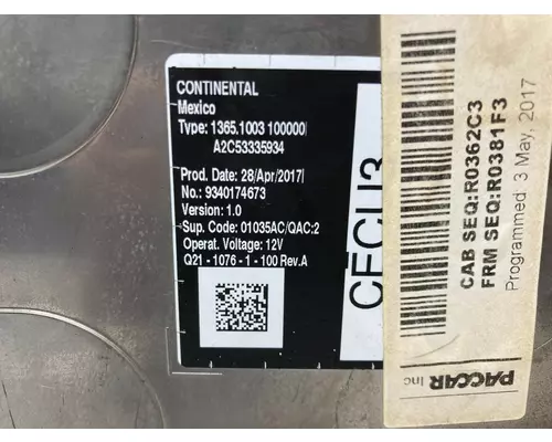 Peterbilt 579 Cab Control Module CECU