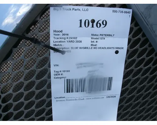 Hood PETERBILT 579 Big 3 Truck Parts, LLC