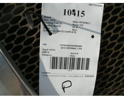 Hood PETERBILT 579 Big 3 Truck Parts, LLC