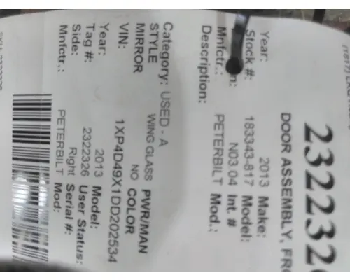 Door Assembly, Front PETERBILT 587 2012-2018 LKQ Plunks Truck Parts And Equipment - Jackson