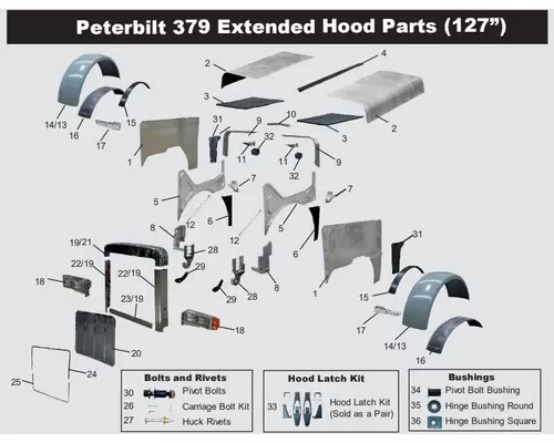 Peterbilt CONV Hood Hinge