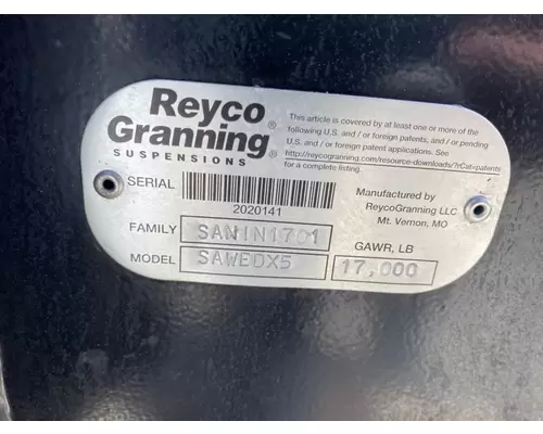 REYCO GRANNING IFS17S3 Front Axle Assembly