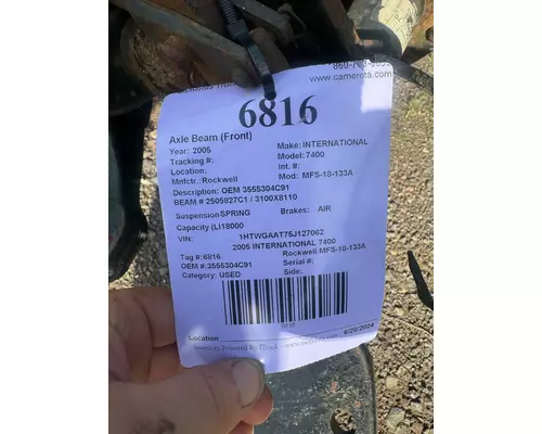 Rockwell MFS-18-133A Axle Beam (Front)
