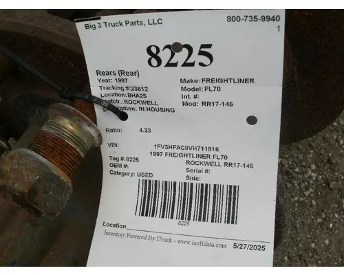 Rears (Rear) ROCKWELL RR17-145 Big 3 Truck Parts, LLC
