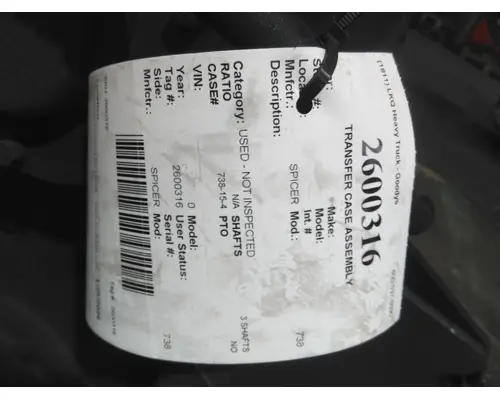 SPICER 738 TRANSFER CASE ASSEMBLY