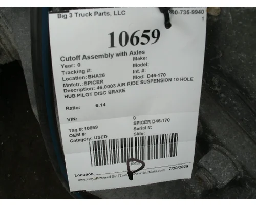 SPICER D46-170 Cutoff Assembly with Axles