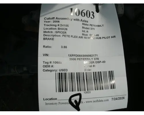 SPICER DSP-40 Cutoff Assembly with Axles