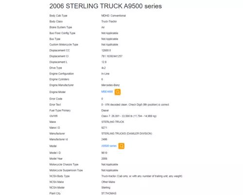 STERLING A9500 SERIES Vehicle For Sale