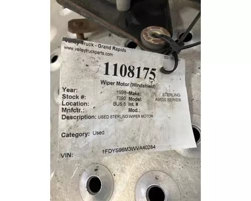 STERLING A9500 SERIES Wiper Motor, Windshield