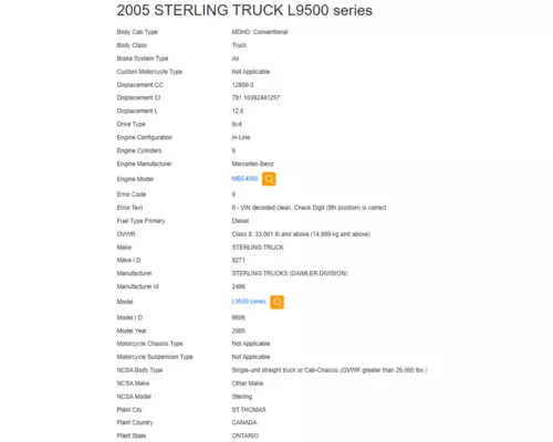 STERLING L9500 SERIES Vehicle For Sale