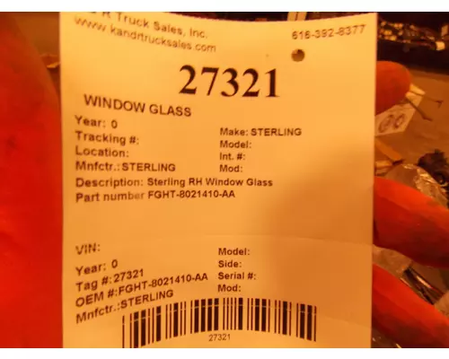 STERLING  Door Glass, Front
