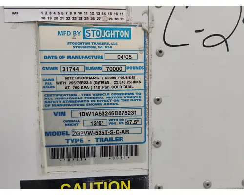 STOUGHTON TRAILER Complete Vehicle