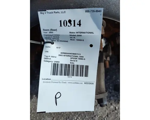 Rears (Rear) SPICER 19060-S Big 3 Truck Parts, LLC