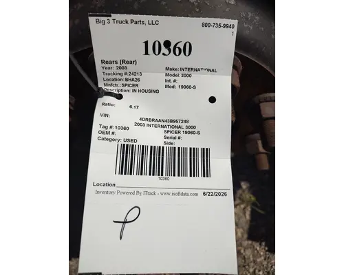 Rears (Rear) SPICER 19060-S Big 3 Truck Parts, LLC