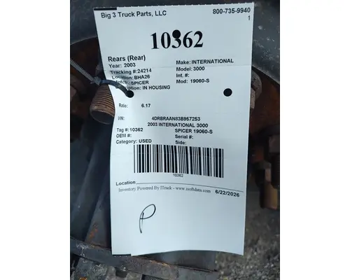 Rears (Rear) SPICER 19060-S Big 3 Truck Parts, LLC