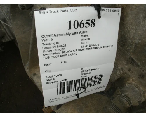 Cutoff Assembly (Complete With Axles) SPICER D46-170 Big 3 Truck Parts, LLC