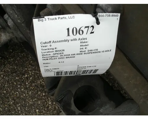 Cutoff Assembly (Complete With Axles) SPICER D46-170 Big 3 Truck Parts, LLC
