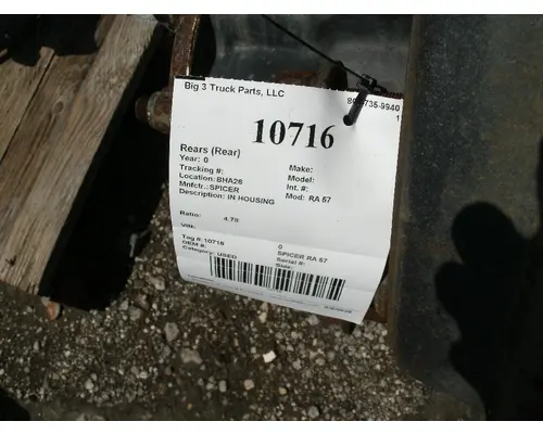 Rears (Rear) SPICER RA 57 Big 3 Truck Parts, LLC