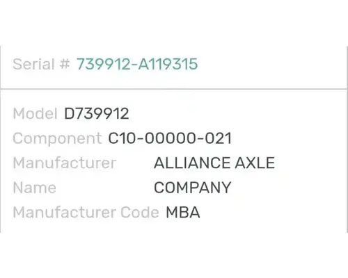 Sterling A9500 Axle Assy, Fr (4WD)