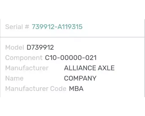 Sterling A9500 Miscellaneous Parts
