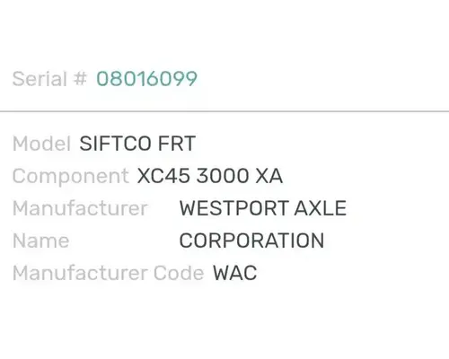 Sterling L9500 Axle Assy, Fr (4WD)