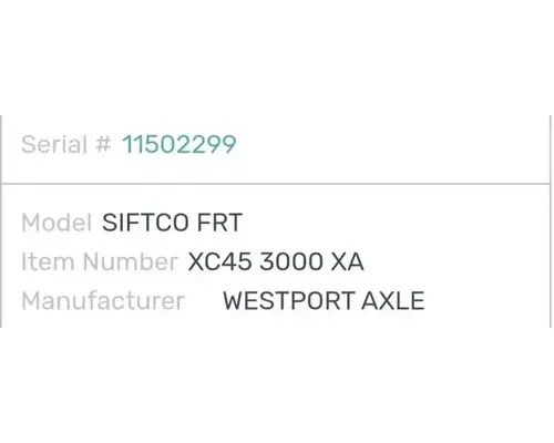 Sterling L9522 Axle Assy, Fr (4WD)