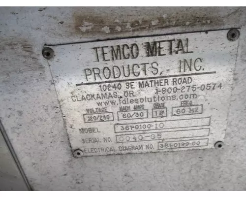 TEMCO METAL PRODUCTS IDLE SOLUTIONS AUXILIARY POWER UNIT