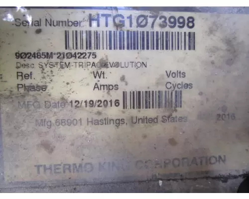 THERMO KING TRIPAC EVOLUTION (DIESEL) AUXILIARY POWER UNIT