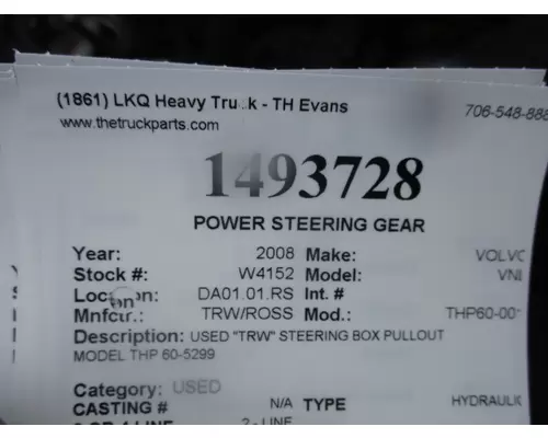 TRW/ROSS THP60-001 POWER STEERING GEAR