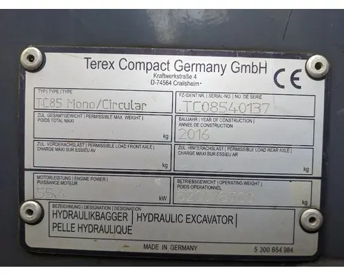 Terex TC85 Equipment (Whole Vehicle)